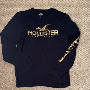 Hollister Black Shirt with Gold Logo